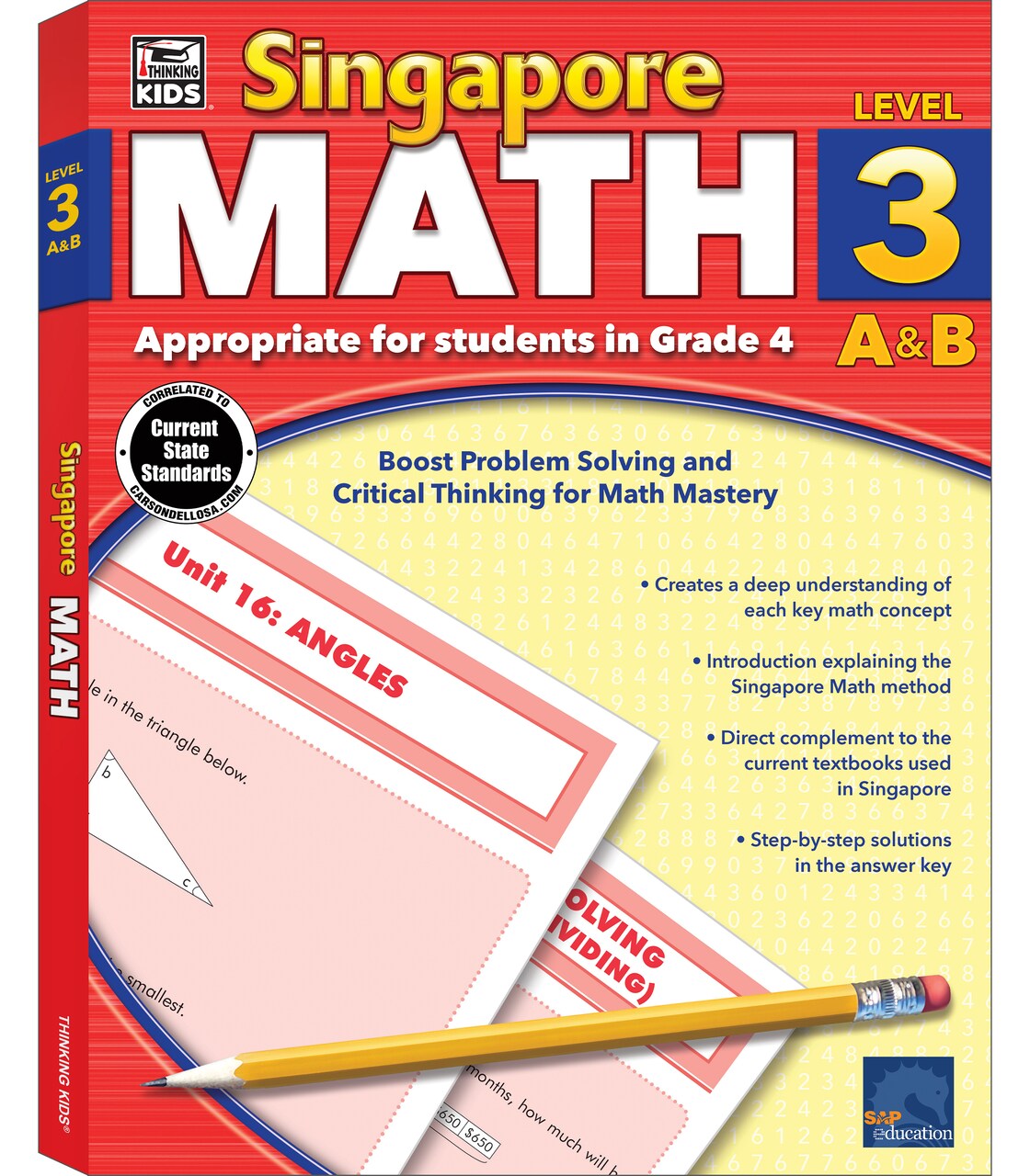 Singapore Math Grade 4 Workbook—4th Grade Addition, Subtraction, Multiplication, Division, Bar Graphs, Fractions, Length, Mass, Volume Problem Solving (256 pgs)